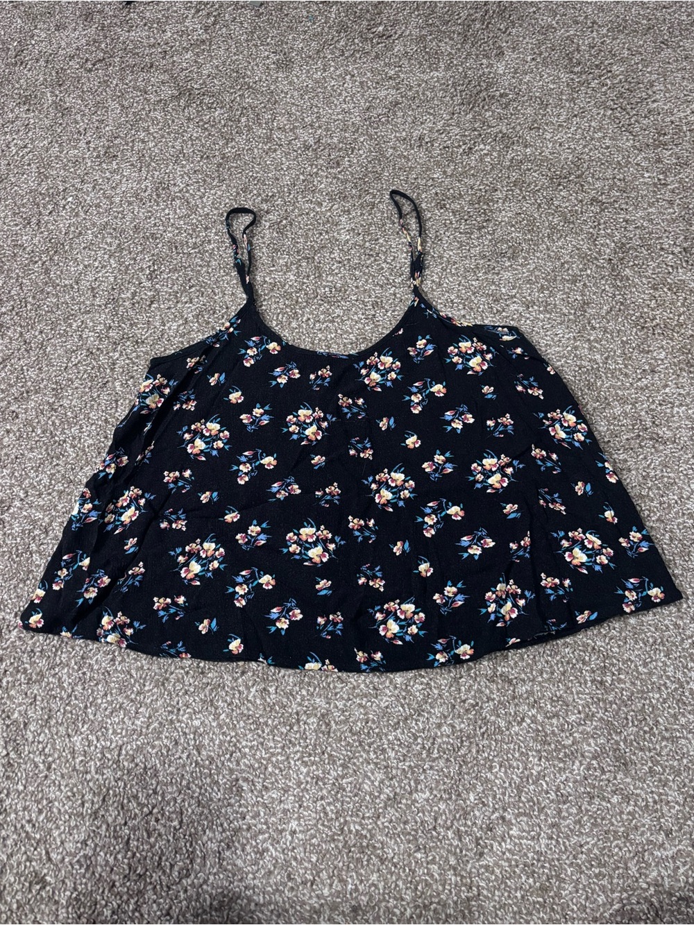 Forever 21 Black Floral Spaghetti Strap Cami